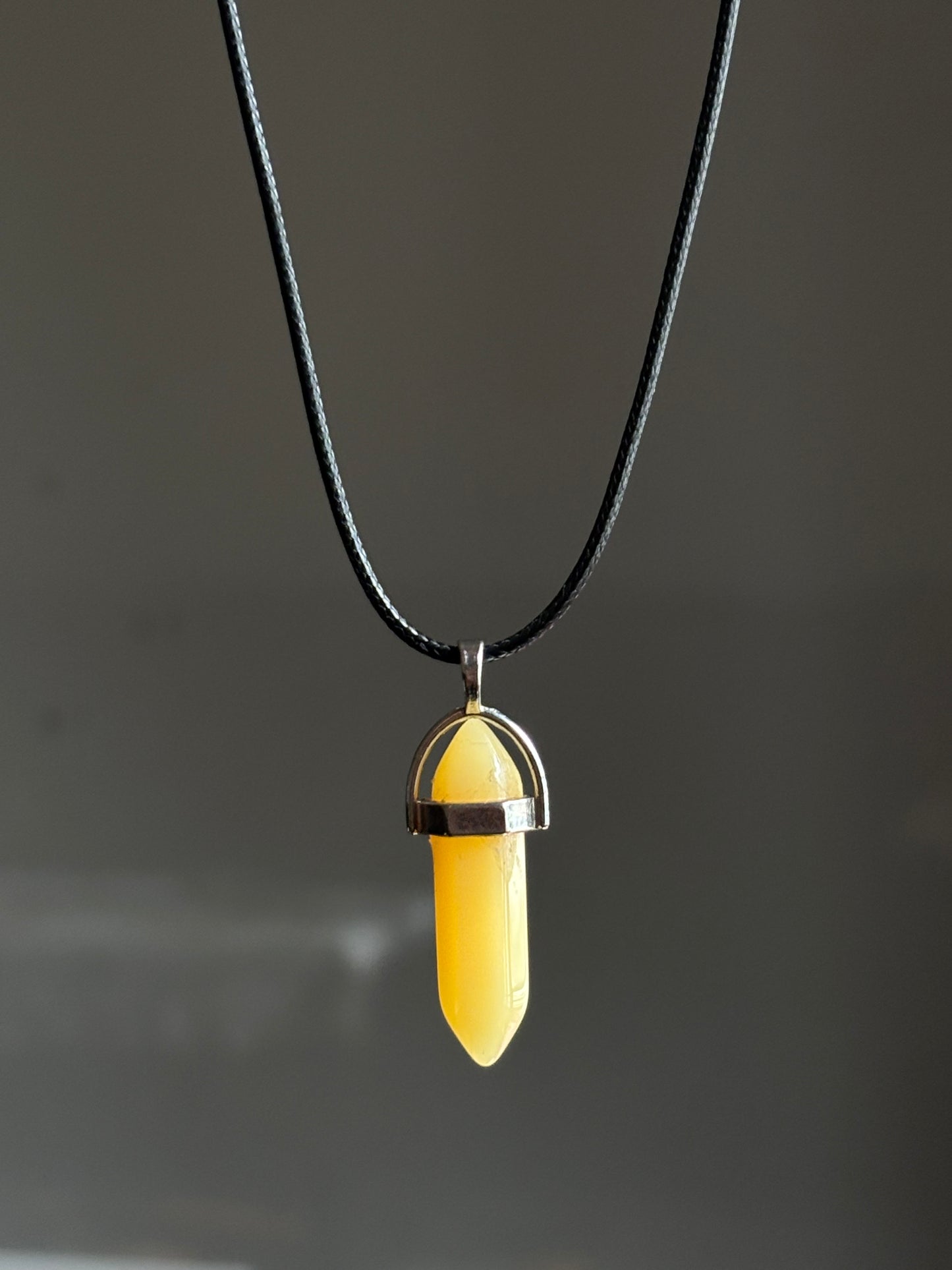 Yellow Resin Crystal pendant with Black Thread