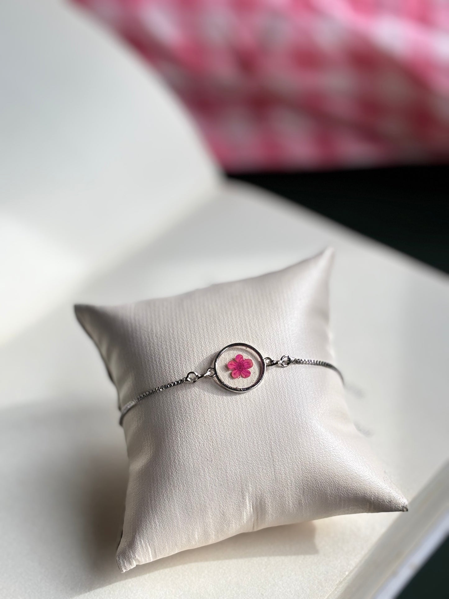 Pink Plum Flower Bracelet