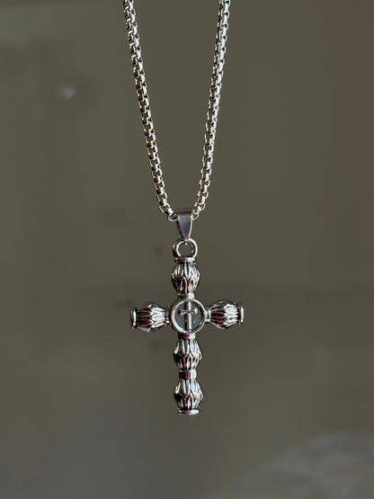 Cylindrical Cross pendant with chain