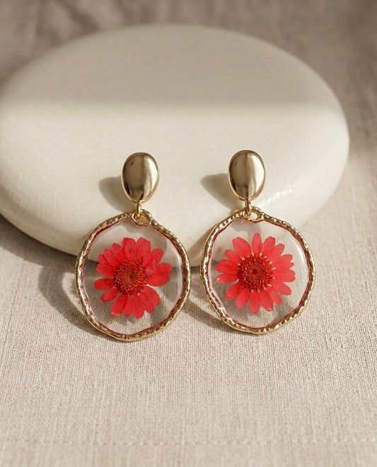 Red Daisy Earrings