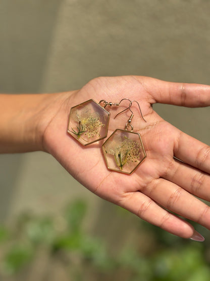 Golden Hexa Lace Earrings