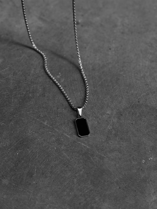 Black Minimalist Pendant Necklace for Men