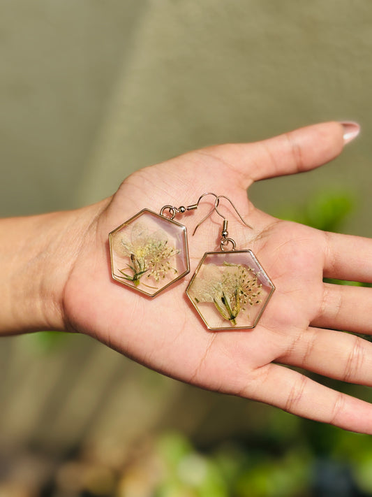 Golden Hexa Lace Earrings