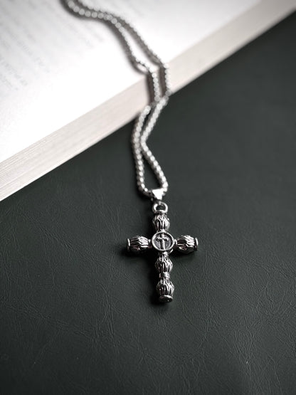 Cylindrical Cross pendant with chain