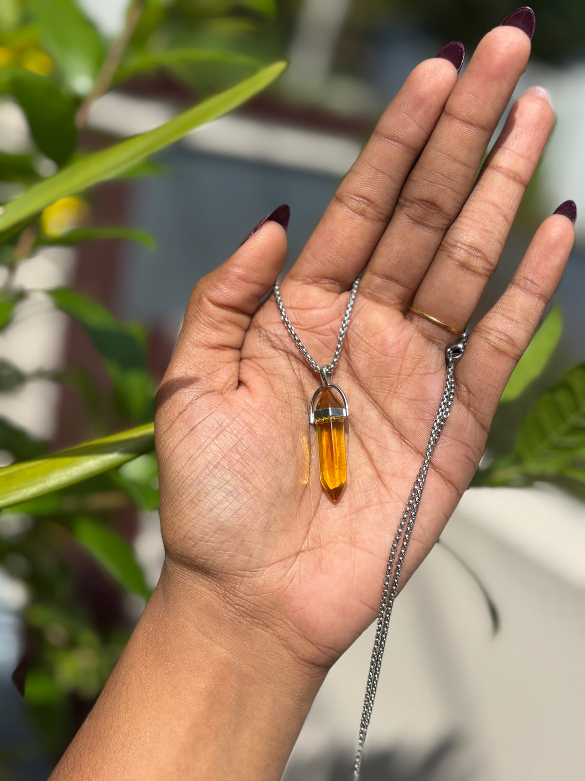 Yellow Crystal pendant With Chain