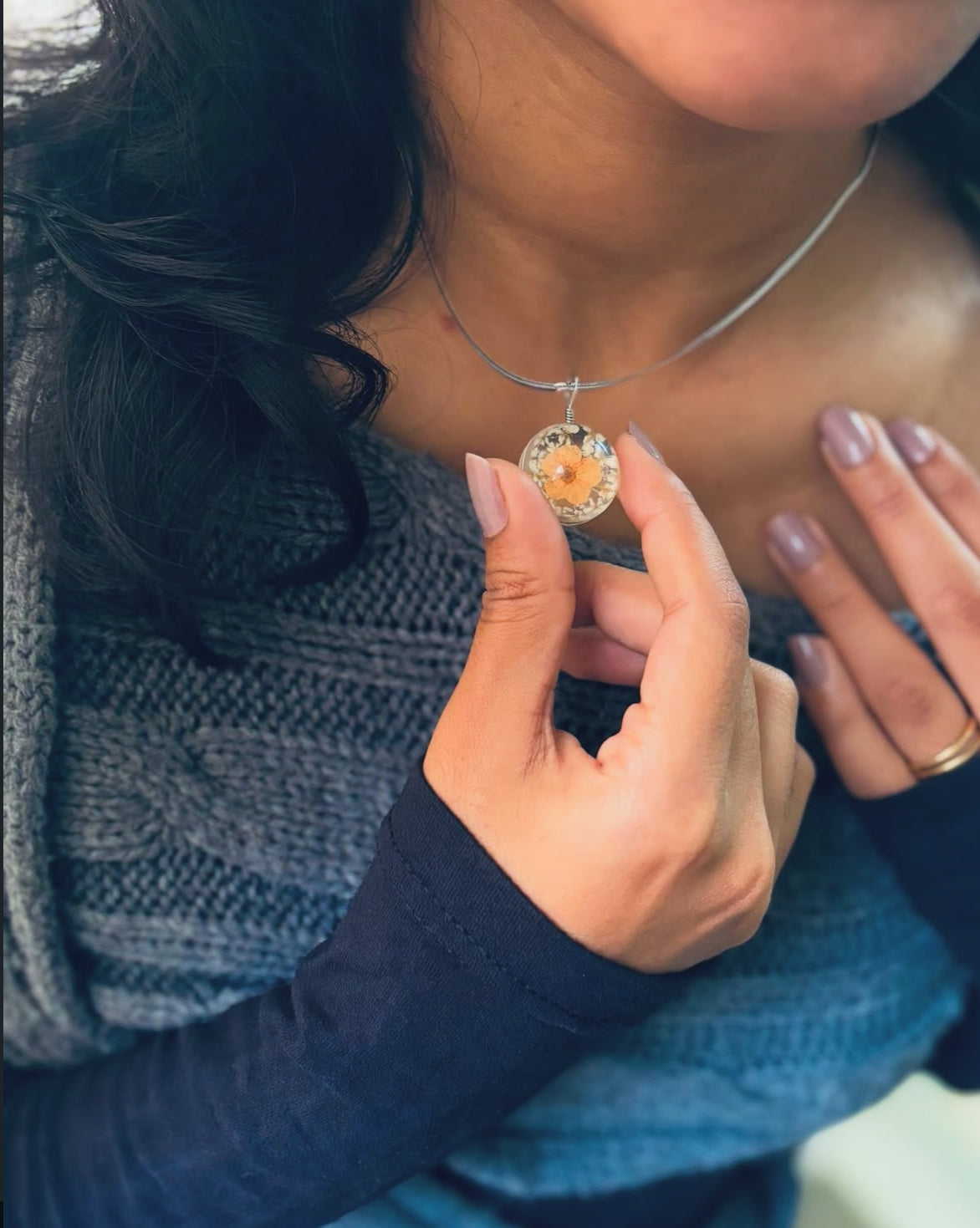 Plum Orange Flower pendant