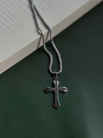 Crusifix Cross Silver Stainless Steel pendant with Chain