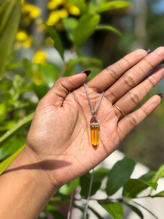 Yellow Crystal pendant With Chain