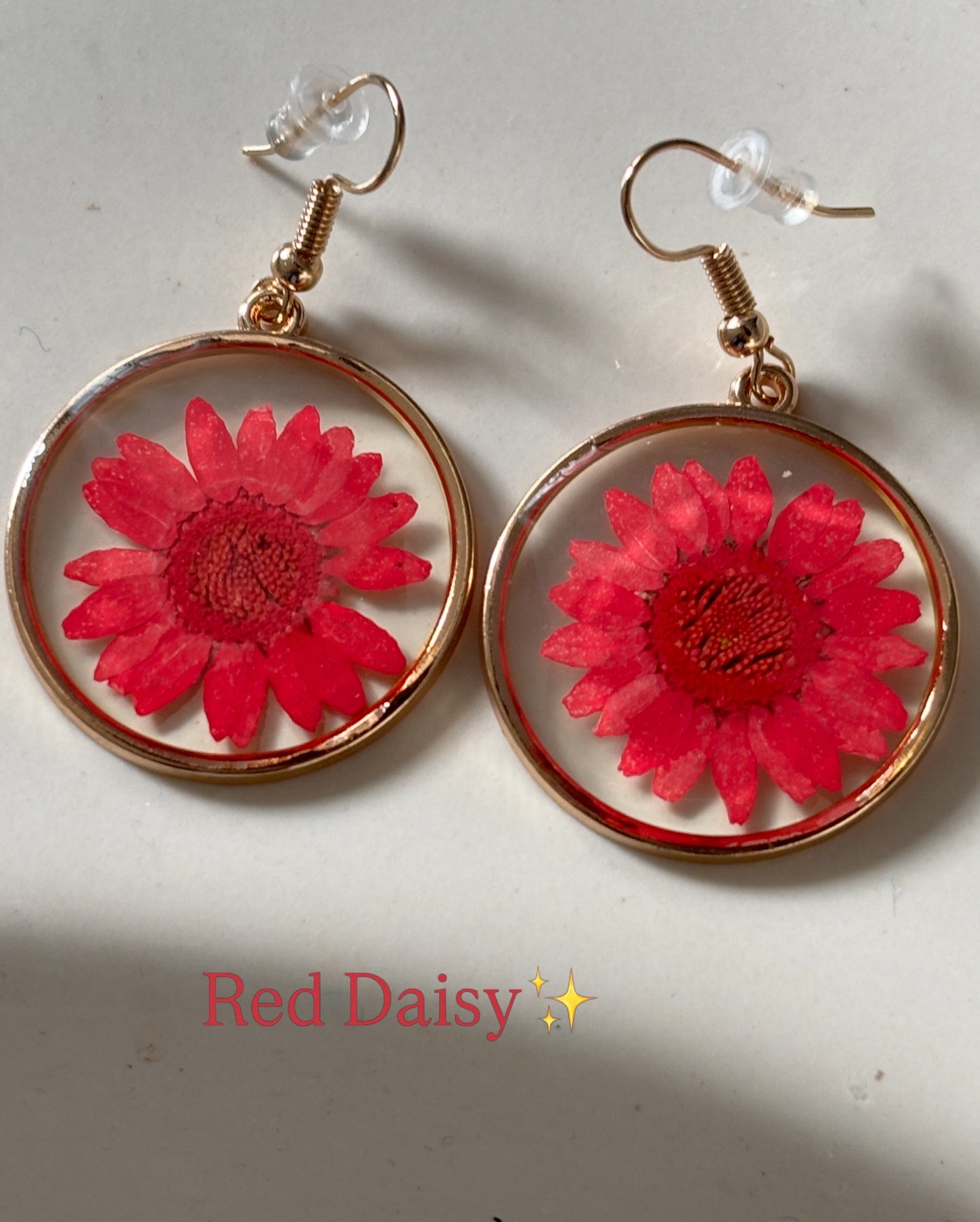 Red Daisy Earrings
