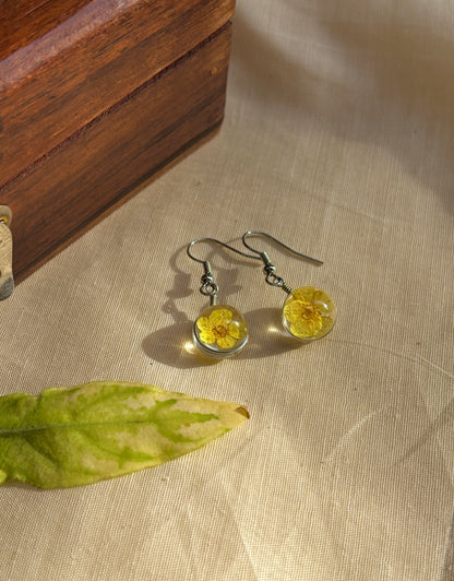 Yellow Plum Real Flower Earrings