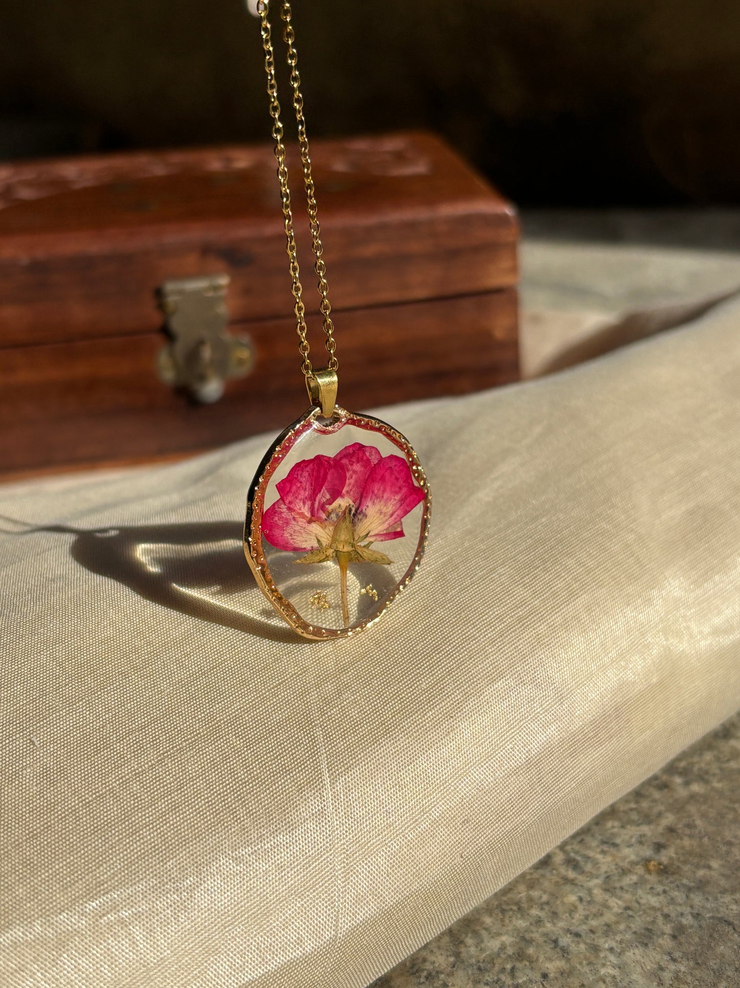 Eternal Rose Real Flower Pendant