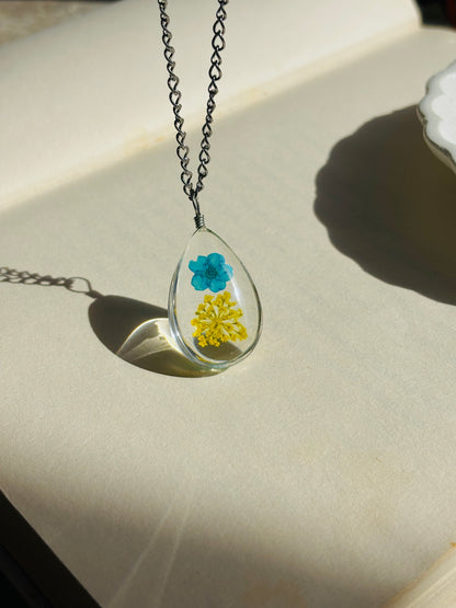 Real Flower Teardrop Pendant
