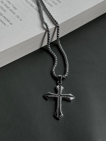 Crusifix Cross Silver Stainless Steel pendant with Chain