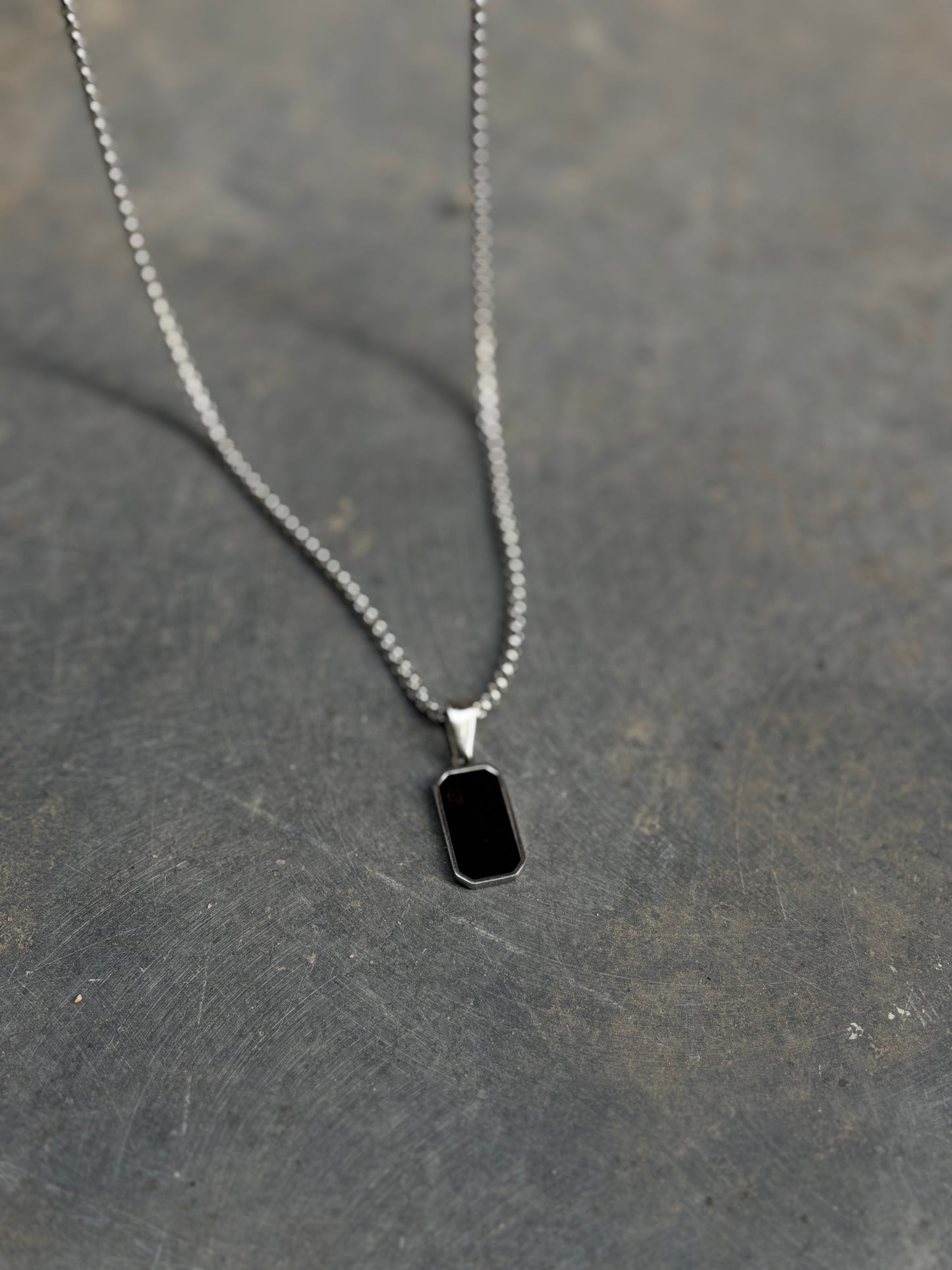 Black Minimalist Pendant Necklace for Men