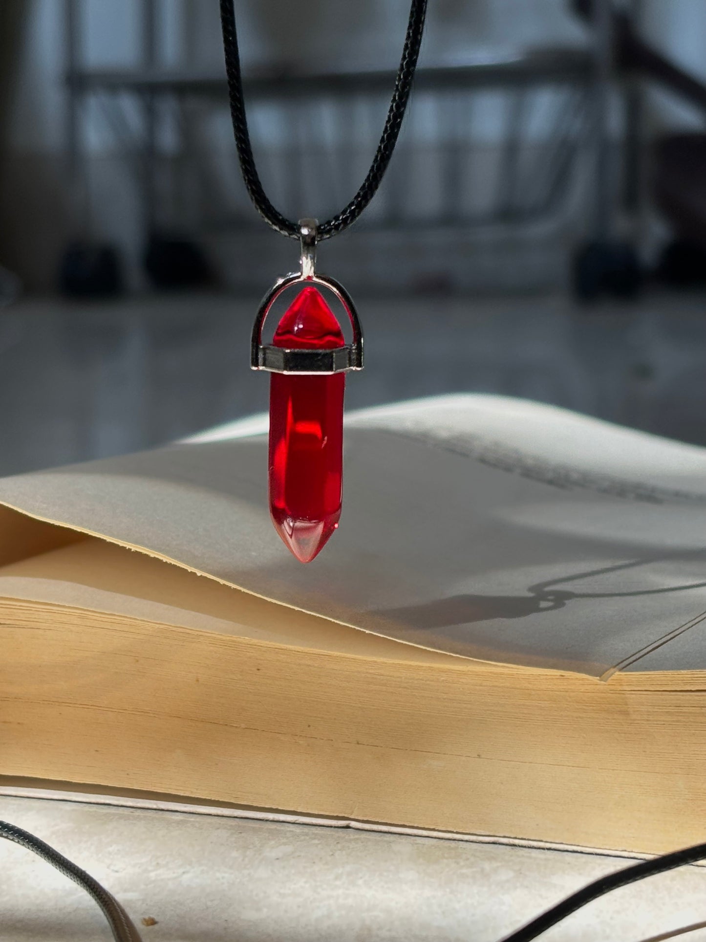 Red Crystal pendant with Thread