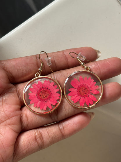 Red Daisy Earrings