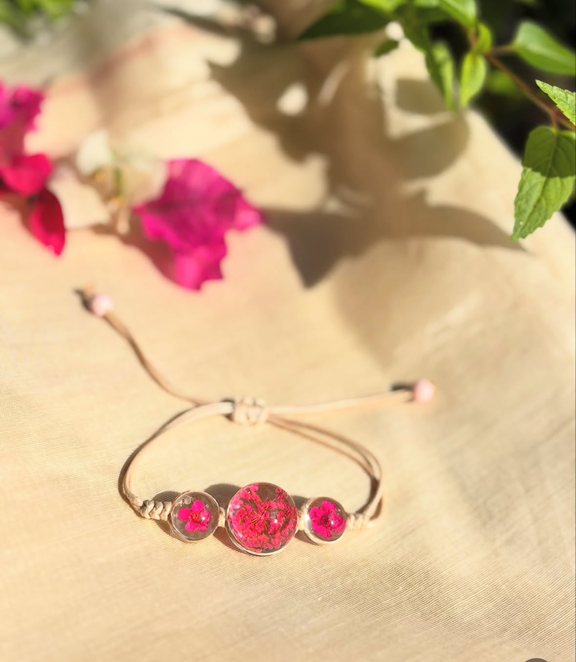 Pink Ammi Majus Floral Bracelet