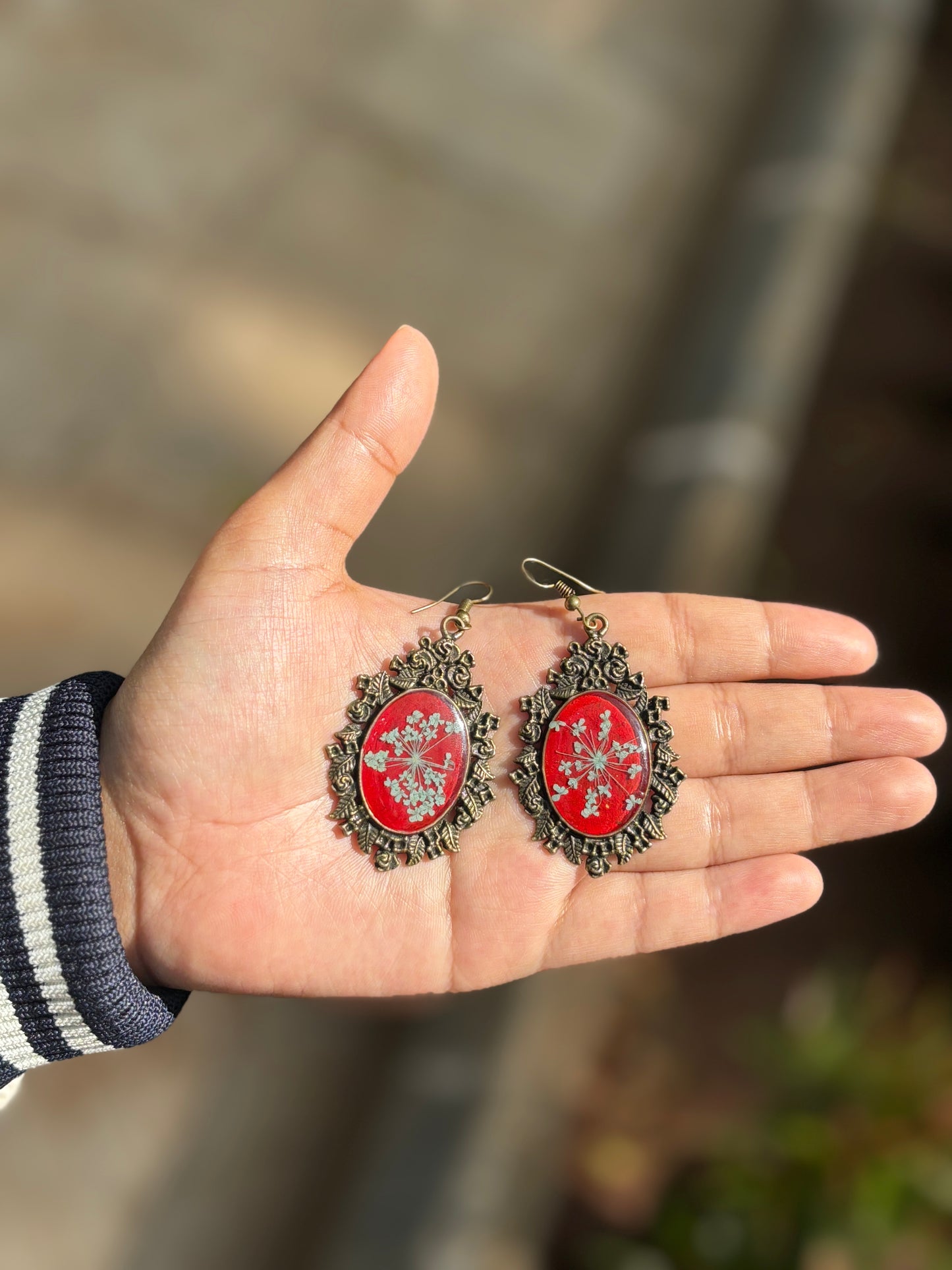 Ruby Red Floral Earrings